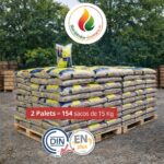 Pellet Asturias Premium — 2 paletes de 144 sacos (15 kg cada) — 2160 kg — Certificado ENplus